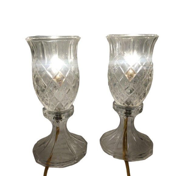 Lamps Gold Cord Clear Beveled Diamond Cut Glass Vintage Ting Shen Table Bedside - Picture 4 of 10